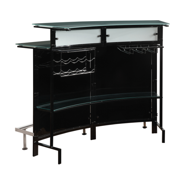 Glass Top Bar Unit Black