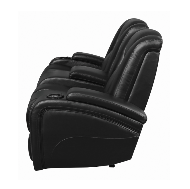 Delange Power Sofa With Headrests Black