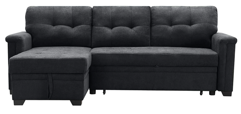 Upholstered Modern Sofa Bed Couch Sectional Sleeper Sofa Storage Chaise with USB Charger and Tablet Pocket for Phone Charging Port Station