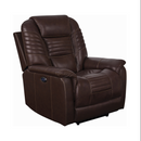 Upholstered Power^3 Recliner With Power Headrest Brown