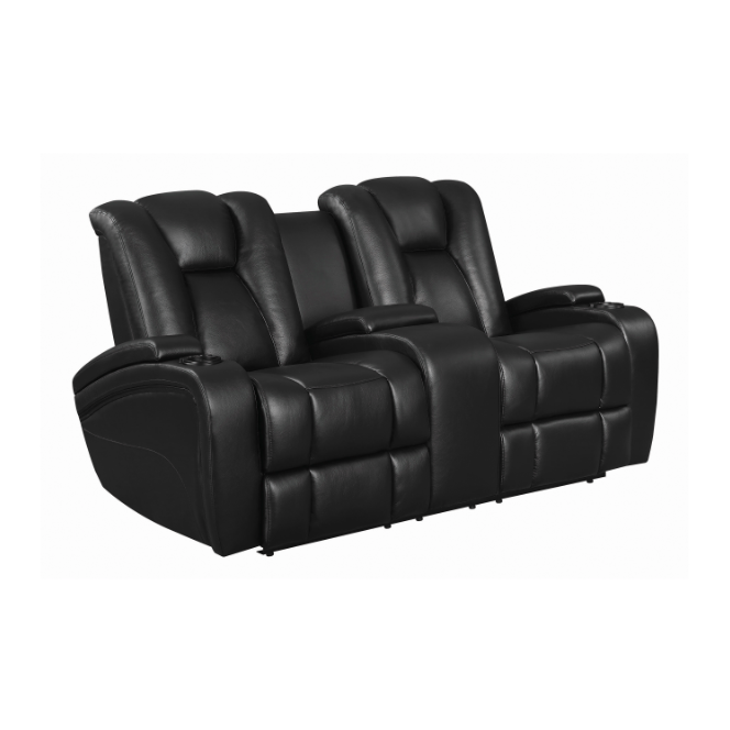 Delange Power Sofa With Headrests Black