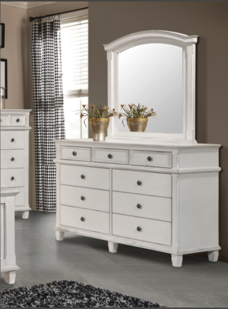 Carolina Queen Panel Bed Antique White.