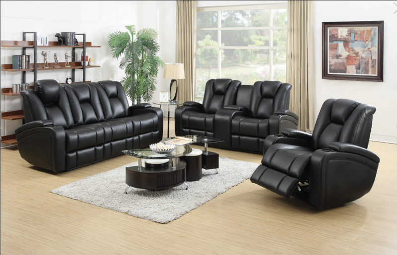 Delange Power Sofa With Headrests Black