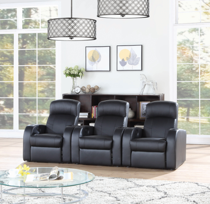 Cyrus Home Theater Upholstered Recliner Black