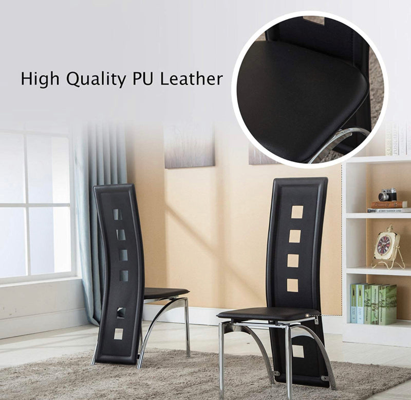 Glass Dining Table Set 4 Chairs Room Kitchen Breakfast Furniture. 5 PC Set