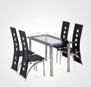 Glass Dining Table Set 4 Chairs Room Kitchen Breakfast Furniture. 5 PC Set