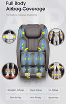 Full Body Electric Zero Gravity Shiatsu Massage Chair with Bluetooth Heating and Foot Roller for Home and Office(Brown)