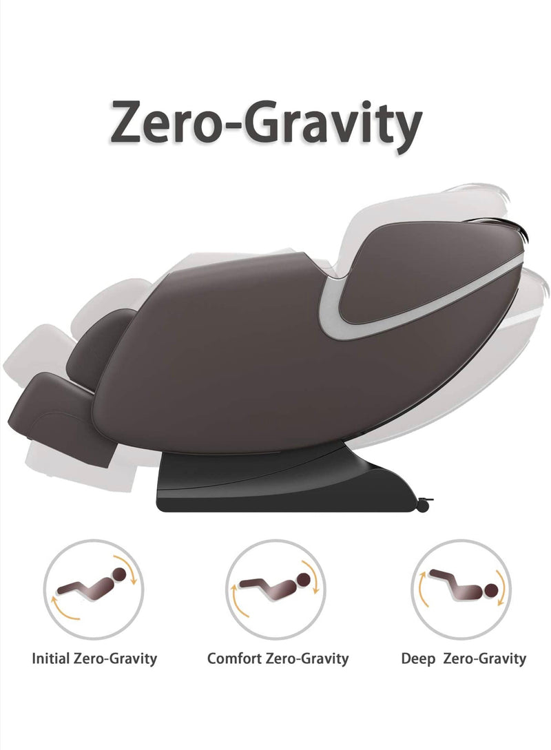 Full Body Electric Zero Gravity Shiatsu Massage Chair with Bluetooth Heating and Foot Roller for Home and Office(Brown)