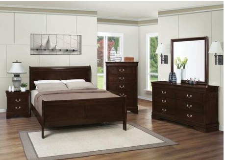 Louis Philippe Queen Panel Sleigh Bed Cappuccino.