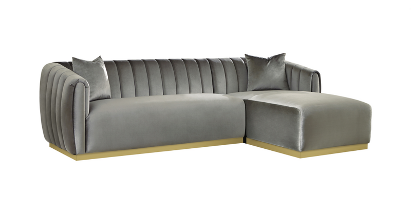 Grisby 2-Piece Channeled Tufted Back Sectional Silver