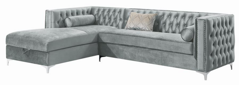 Bellaire Button-Tufted Upholstered Sectional Silver