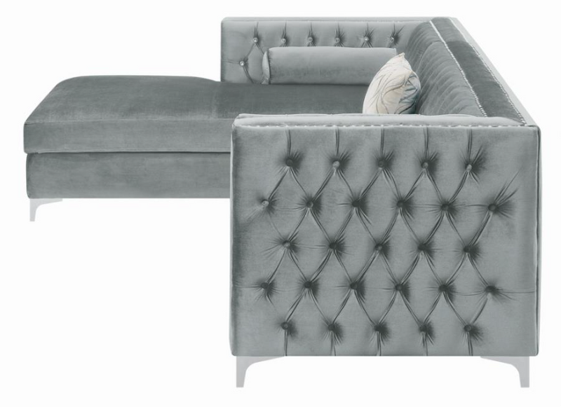 Bellaire Button-Tufted Upholstered Sectional Silver