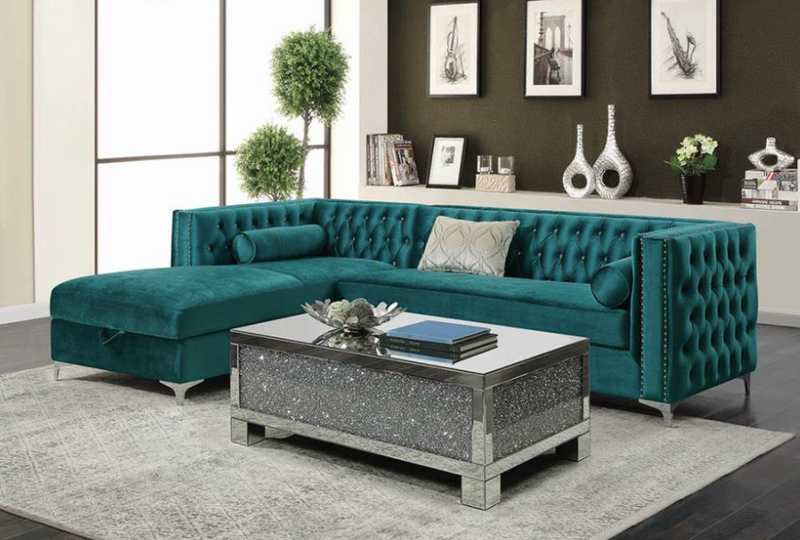 Bellaire Button-Tufted Upholstered Sectional Silver