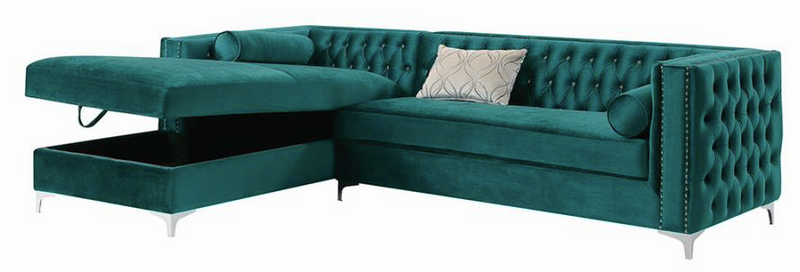 Bellaire Button-Tufted Upholstered Sectional Silver