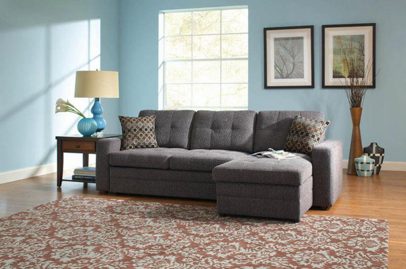 Gus Sleeper Sectional Sofa Charcoal 2 PC Set