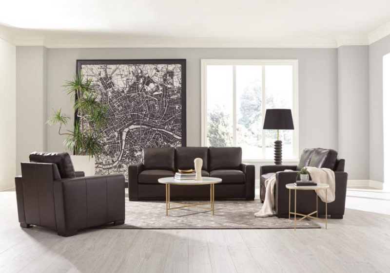 Boardmead 3-Piece Track Arms Living Room Set Dark Brown Leather Main