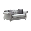 Frostine Button Tufted Sofa Silver