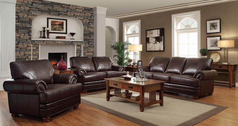 Colton Rolled Arm Upholstered Sofa Brown
