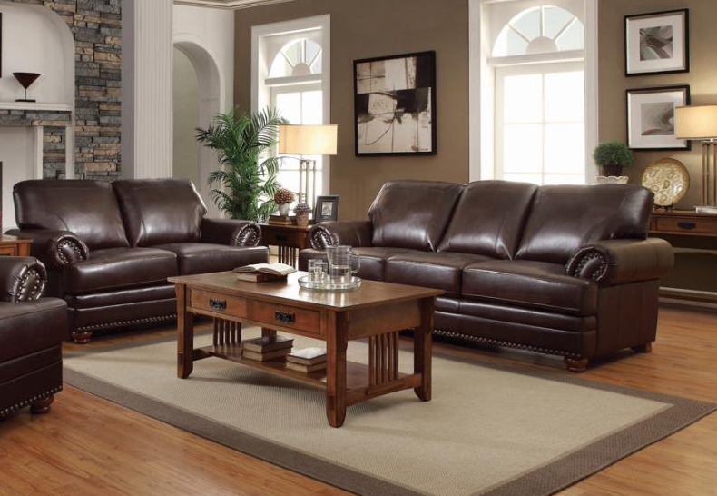 Colton Rolled Arm Upholstered Sofa Brown