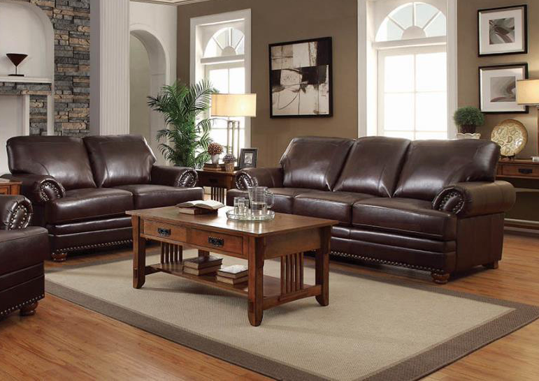 Colton Rolled Arm Upholstered Sofa Brown
