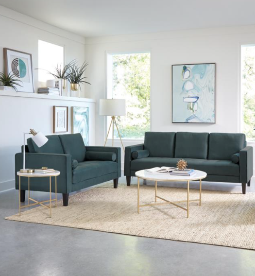 Gulfdale 3-Piece Cushion Back Upholstered Living Room Set Dark Teal