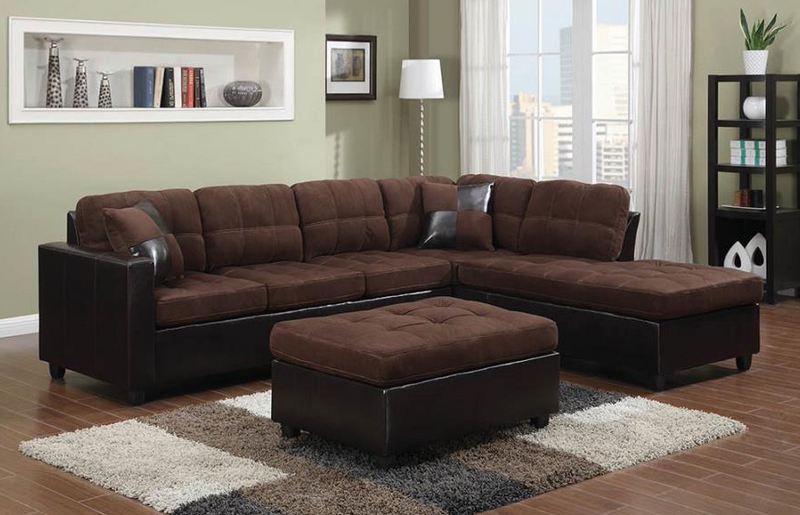Mallory Upholstered Sectional Chocolate And Dark Brown