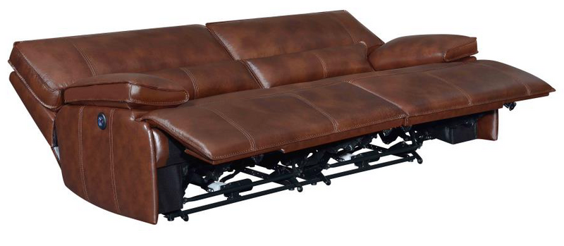 Southwick 3-Piece Pillow Top Arm Power Living Room Set Saddle Brown