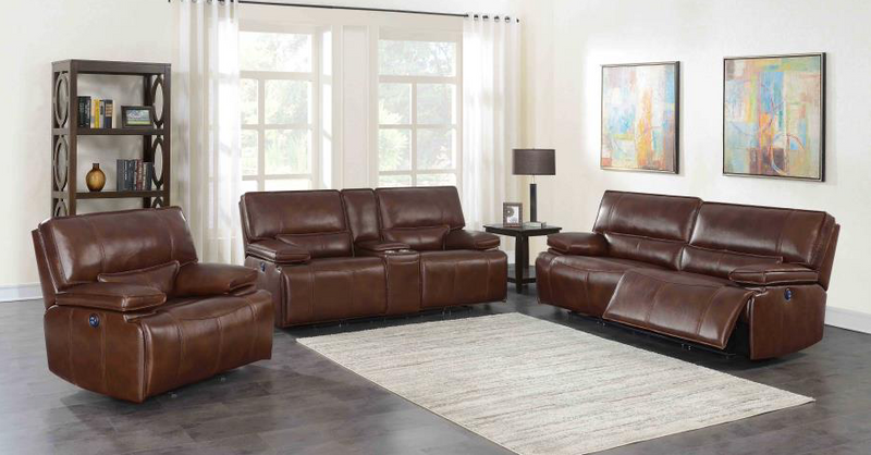 Southwick 3-Piece Pillow Top Arm Power Living Room Set Saddle Brown