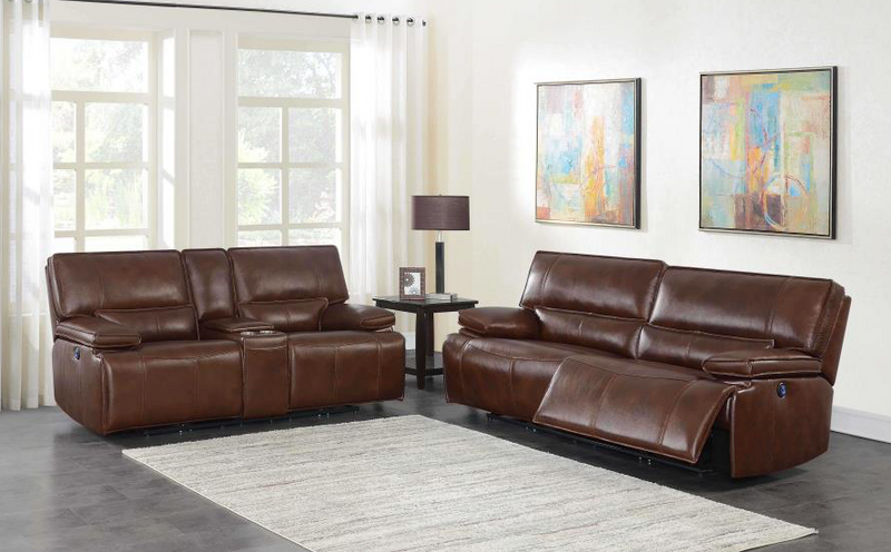 Southwick 3-Piece Pillow Top Arm Power Living Room Set Saddle Brown