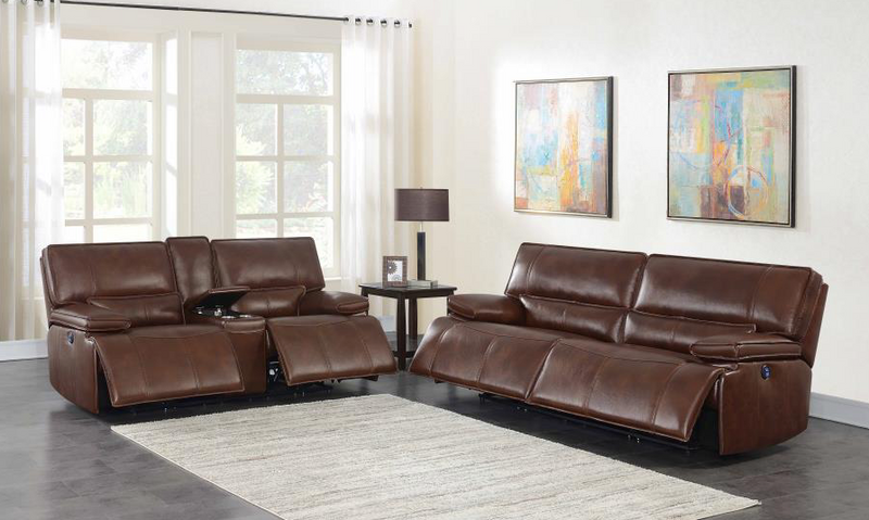 Southwick 3-Piece Pillow Top Arm Power Living Room Set Saddle Brown