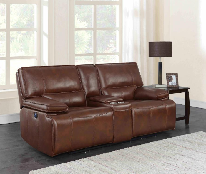 Southwick 3-Piece Pillow Top Arm Power Living Room Set Saddle Brown