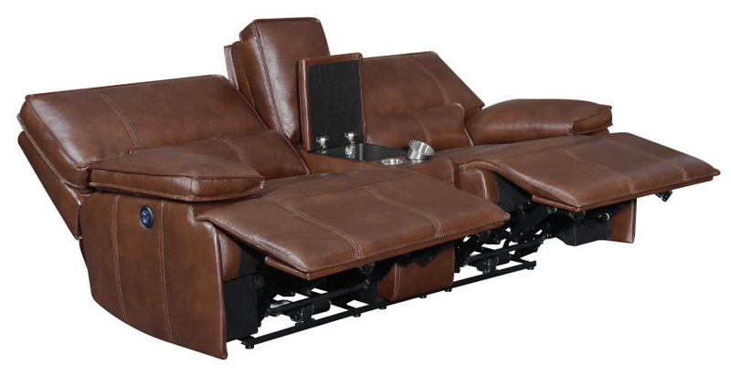 Southwick 3-Piece Pillow Top Arm Power Living Room Set Saddle Brown