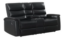 Leatherette Motion Living Room 3 Pc Sets Black