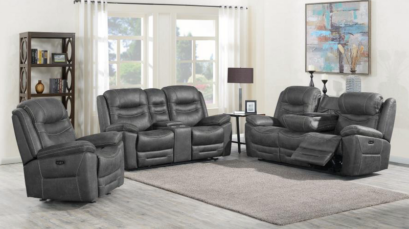 Hemer 3-Piece Power^2 Living Room Set Dark Grey