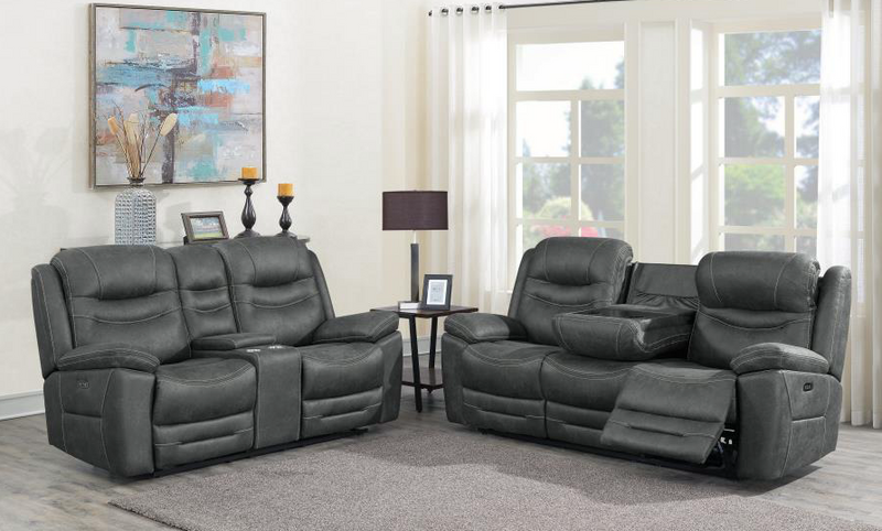 Hemer 3-Piece Power^2 Living Room Set Dark Grey