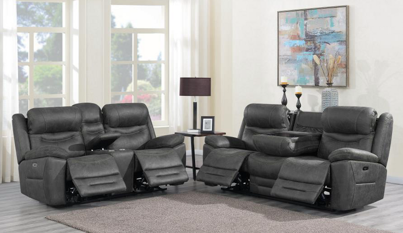 Hemer 3-Piece Power^2 Living Room Set Dark Grey