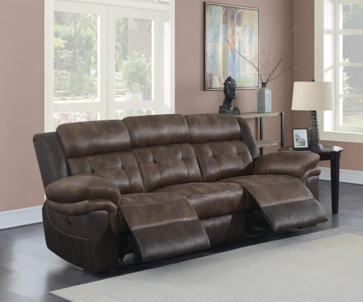 Saybrook 3-Piece Tufted Cushion Motion Living Room Set Chocolate And Dark Brown