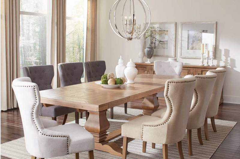 Florence Double Pedestal Dining Table Rustic Smoke with 6 or 8 Chairs