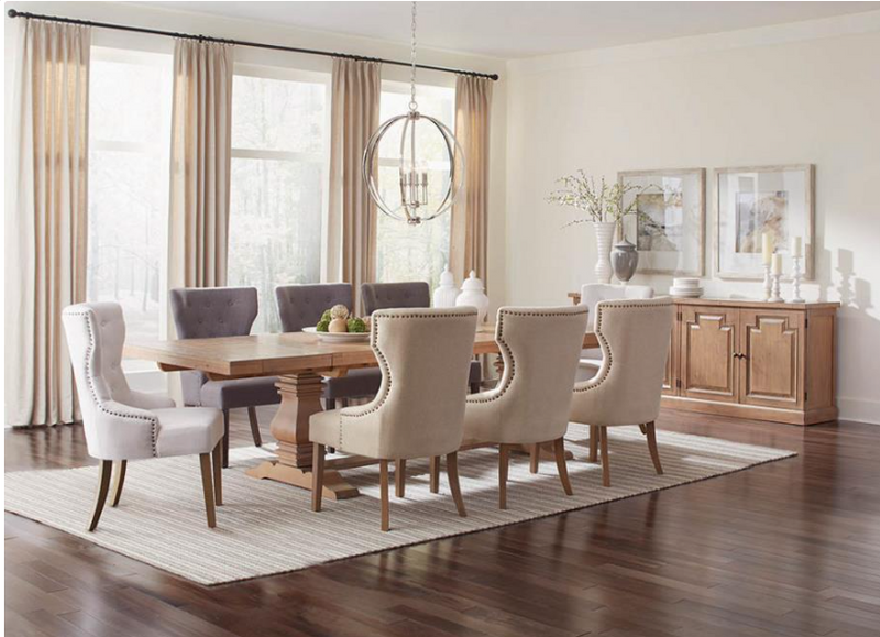 Florence Double Pedestal Dining Table Rustic Smoke with 6 or 8 Chairs