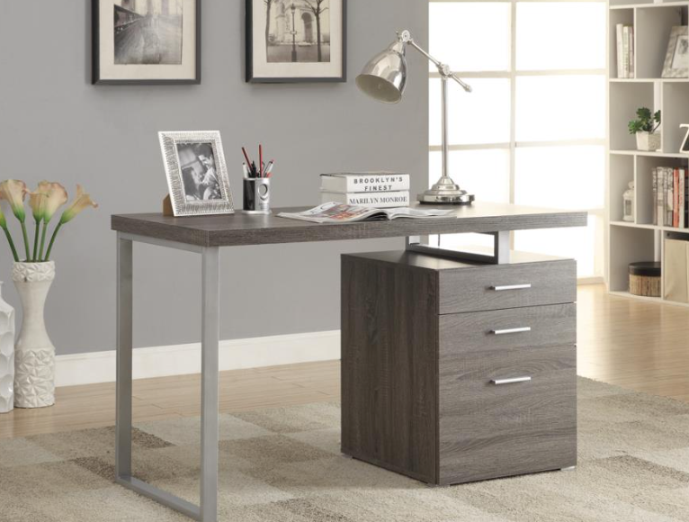 Brennan Office Desk Weathered Grey. 3-Drawer