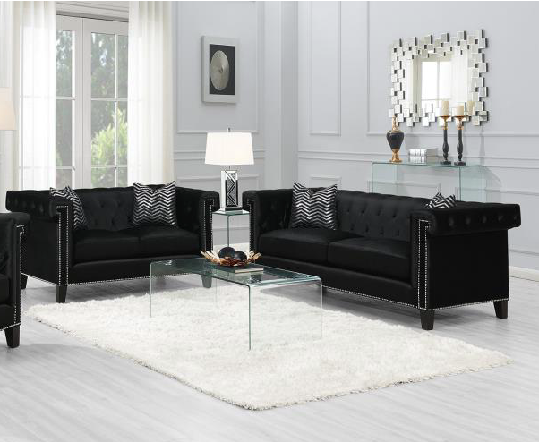 Reventlow Tufted Sofa Black. 3 PC SET
