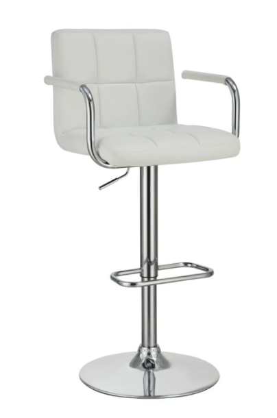 Adjustable Height Bar Stool White, Black And Chrome