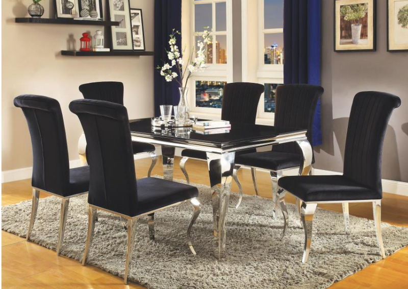 Carone Rectangular Dining Table Chrome And Black