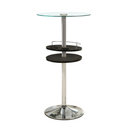 Set Glass Top Bar Table With Wine Storage Black And Chrome 3 PC SET