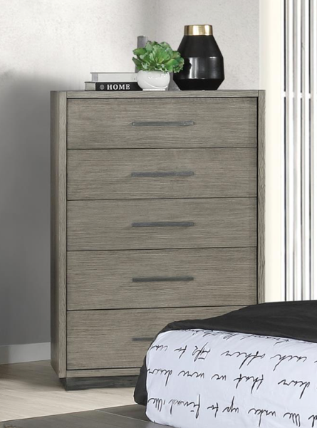 Derbyshire 5-Piece Queen Storage Bedroom Set Grey Oak