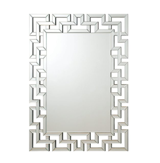 Interlocking Greek Frameless Wall Mirror Silver