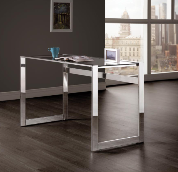 Hader Glass Top Writing Desk Chrome
