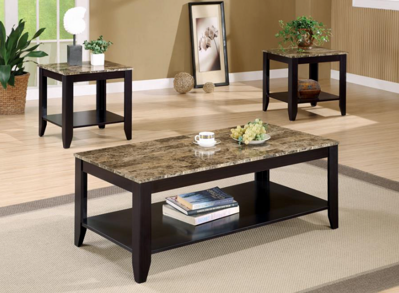 Occasional Table Set With Shelf Cappuccino. 3-Piece