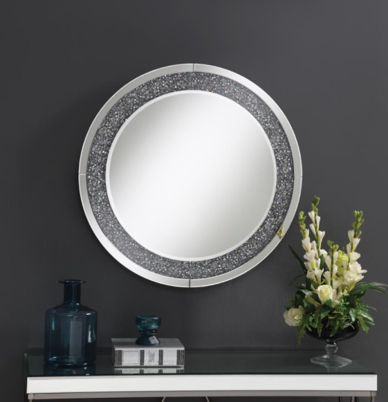 Round Wall Mirror With LED Lighting Silver