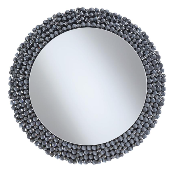 Round Wall Mirror With Textural Frame Grey